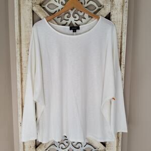 Karen Kane Women's Plus Boatneck Cotton Blend Dolman Sleeve Top in Cream